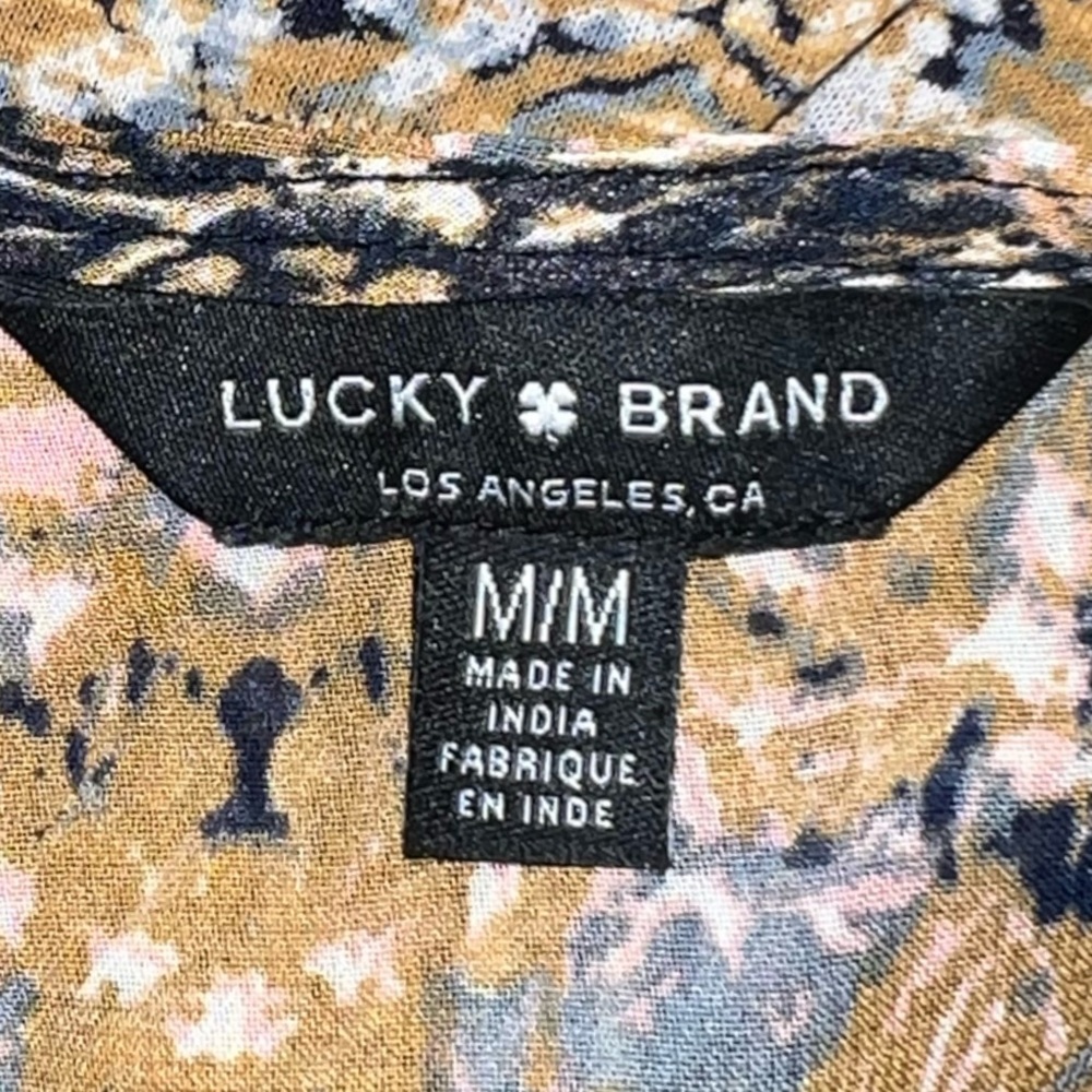 Lucky Brand Women’s Boho Pattern Flutter Sleeve Shirt Top Size M - Picture 6 of 7